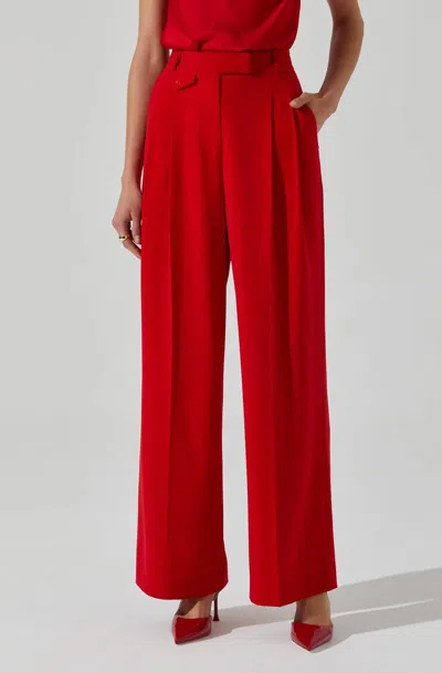 ASTR BRYONY HIGH WAISTED TROUSER PANTS IN RED