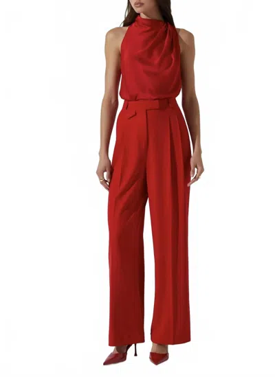 Astr Bryony Linen Blend Pleated Pants In Red