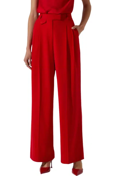 Astr The Label Bryony High Waist Wide Leg Pants In Red