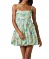 Astr The Label Floral Bubble Hem Minidress In Green