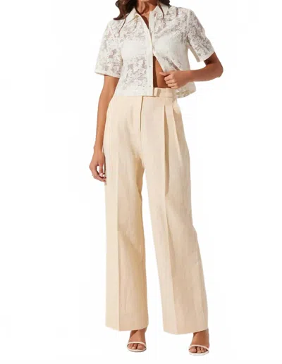 Astr Bryony Linen Blend Pleated Pants In Cream In Neutral
