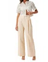 Astr Bryony Linen Blend Pleated Pants In Cream In White