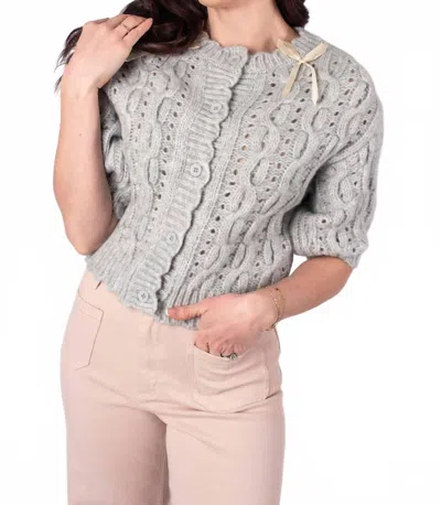 Astr Cable Knit Cardigan In Grey In Gray