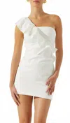 Astr The Label Camila Ruffle Detail One-shoulder Minidress In White