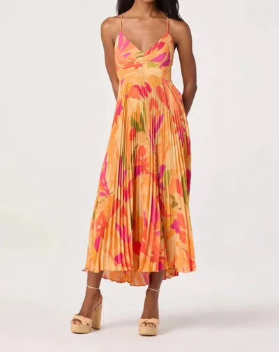 Astr Campbell Midi Dress In Orange Floral In Multi