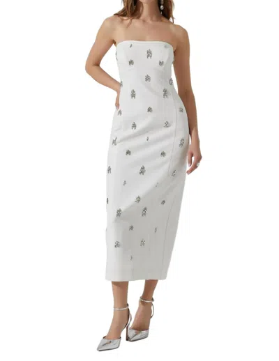 Astr Camryn Embellished Midi Dress In White
