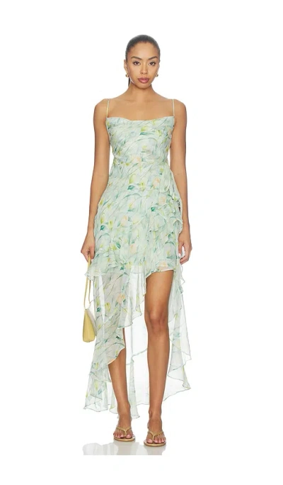 Astr Candace Dress In Green Floral