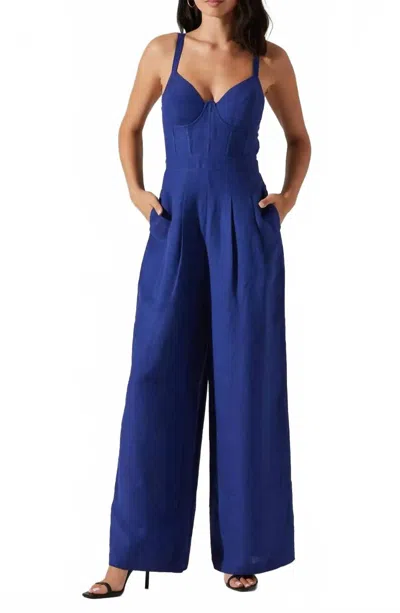 Astr Caspar Jumpsuit In Denim Blue