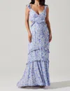 Astr Cassis Maxi Dress In Blue Floral In Blue