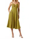 Astr Celina Midi Dress In Chartreuse In Multi