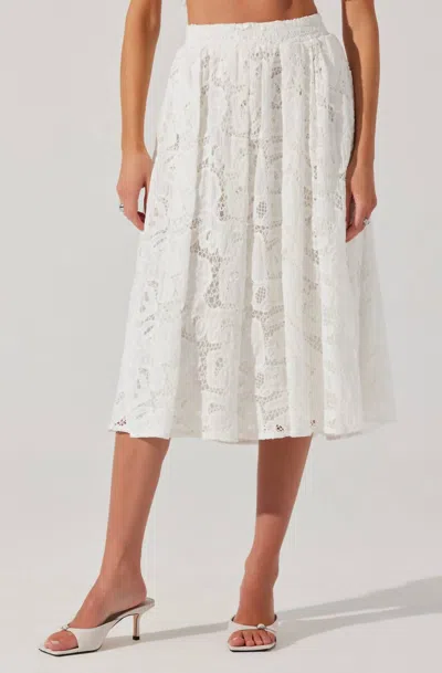 Astr Ceren Lace Midi Skirt In White