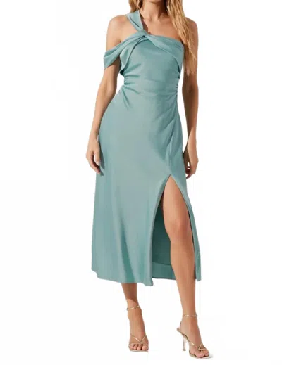 Astr Cersei One Shoulder Midi Dress In Seafoam In Green