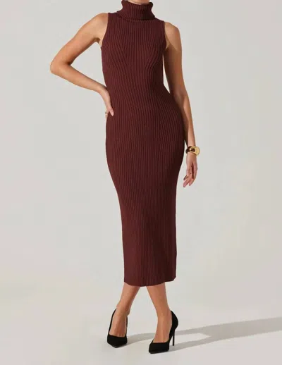 Astr Channary Sleeveless Turtleneck Sweater Dress In Mulberry In Red