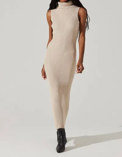 Astr Channary Sweater Dress In Light Taupe In Multi