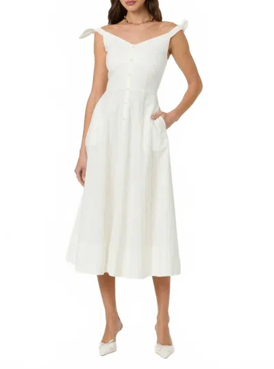 Astr Charelin Linen Off Shoulder Dress In White In Neutral