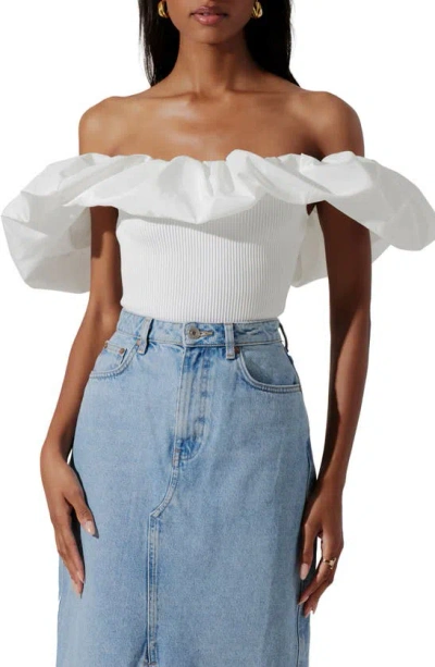 Astr Cherie Ruffle Off The Shoulder Top In White