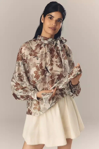 Astr Cinthia Tie Blouse In Brown