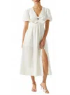 Astr Citrine Linen Bow Front Midi Dress In White In White