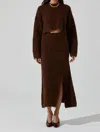 Astr The Label Sinisa Fuzy Alpaca Blend Sweater Midi Skirt In Brown