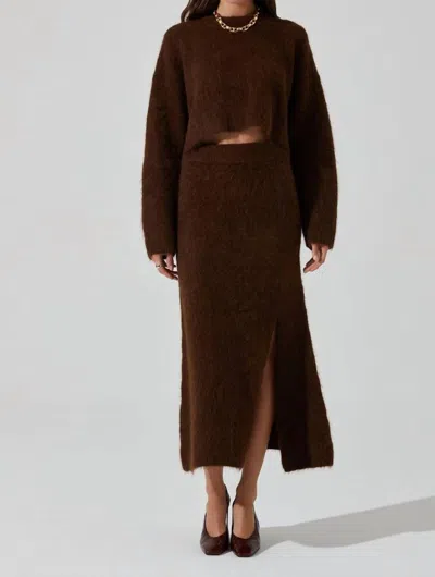 Astr Clarisse Midi Skirt In Espresso In Brown