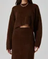 Astr The Label Clarissa Fuzzy Crop Sweater In Brown