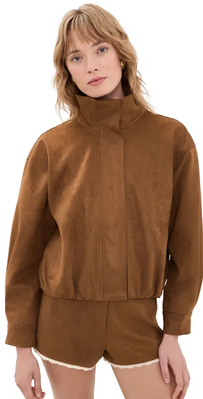Astr Cooper Faux Suede Jacket Chestnut In Purple