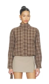Astr Cooper Jacket In Brown Plaid