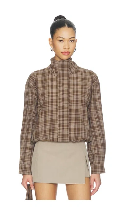 Astr Cooper Jacket In Brown Plaid