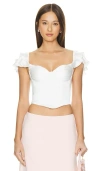 Astr Corazon Ruffle Sleeve Top In 白色