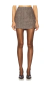 Astr The Label Covina Herringbone Miniskirt In Brown Herringbone