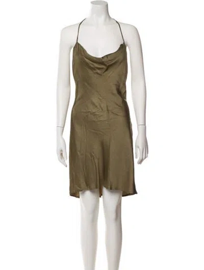 Pre-owned Astr Cowl Neck Knee-length Dress In Green