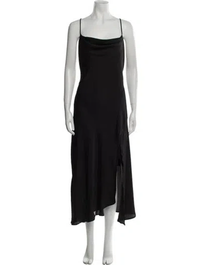 Pre-owned Astr Cowl Neck Long Dress In Black