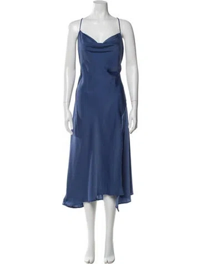 Pre-owned Astr Cowl Neck Long Dress In Blue