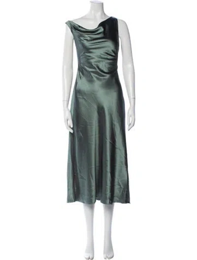 Pre-owned Astr Cowl Neck Long Dress In Green