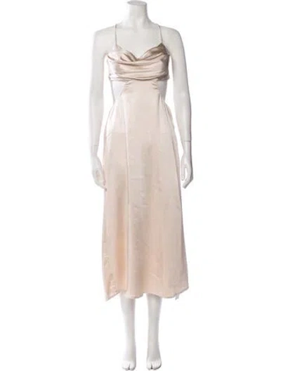 Pre-owned Astr Cowl Neck Long Dress In Neutral