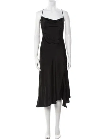 Pre-owned Astr Cowl Neck Midi Length Dress In Black