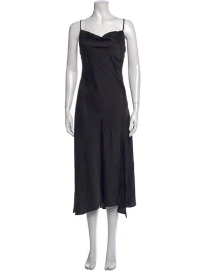 Pre-owned Astr Cowl Neck Midi Length Dress In Black