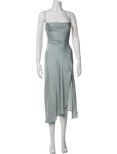 Pre-owned Astr Cowl Neck Midi Length Dress In Blue