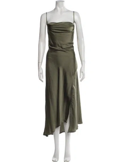 Pre-owned Astr Cowl Neck Midi Length Dress In Green