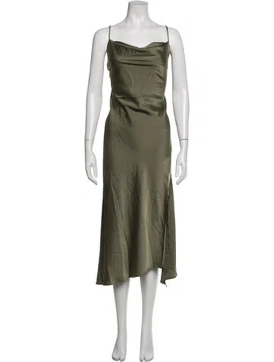 Pre-owned Astr Cowl Neck Midi Length Dress In Green