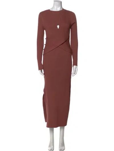 Pre-owned Astr Crew Neck Long Dress In Neutral