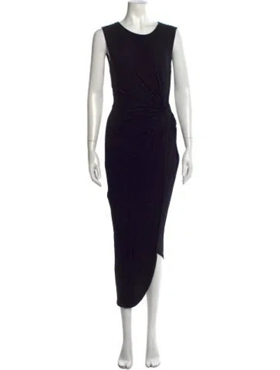 Pre-owned Astr Crew Neck Midi Length Dress In Black