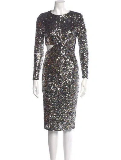 Pre-owned Astr Crew Neck Midi Length Dress In Multi