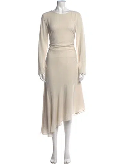 Pre-owned Astr Crew Neck Midi Length Dress In Neutrals