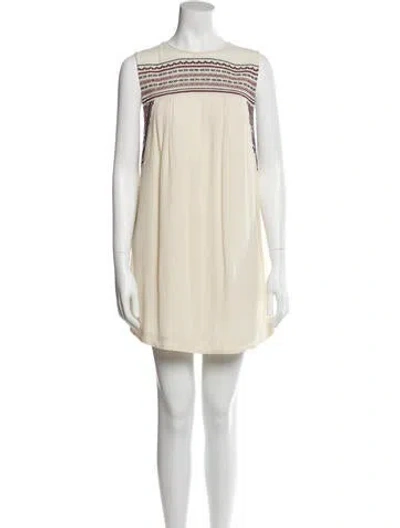 Pre-owned Astr Crew Neck Mini Dress In Neutral