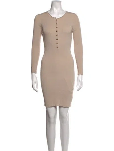 Pre-owned Astr Crew Neck Mini Dress In Neutrals