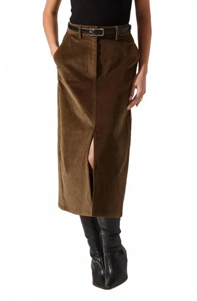 Astr Crush Pencil Skirt In Caramel In Brown