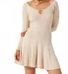 Astr Cybele Pointelle Mini Sweater Dress In Beige In White