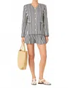 Astr The Label Danae Stripe Denim Jacket In Blue
