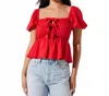 Astr Darlene Bow Top In Red In Red